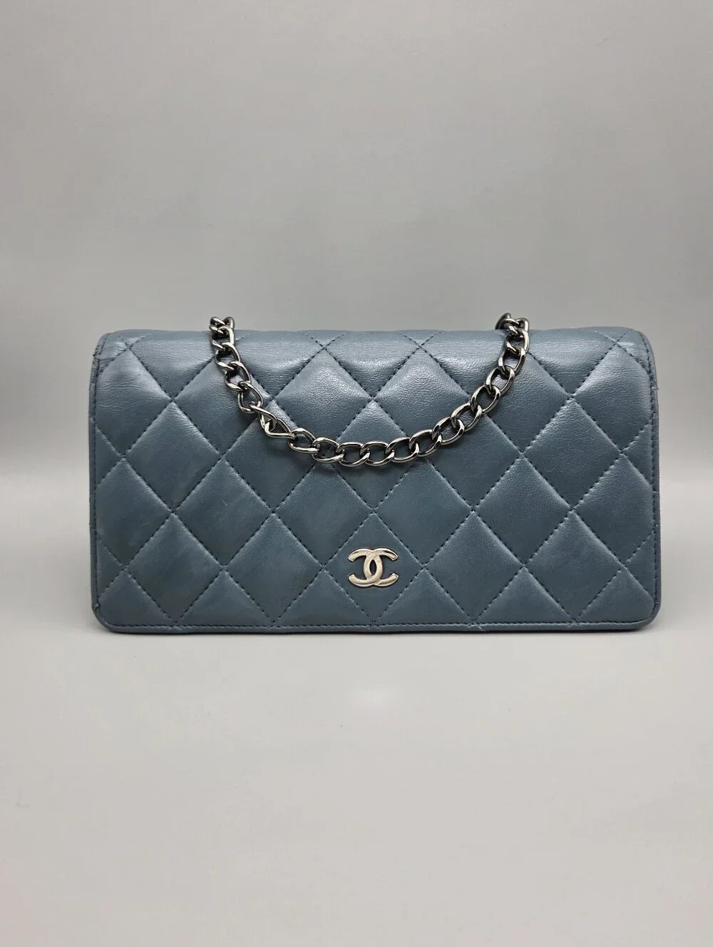 💙CHANEL Authentic Blue Dusk Leather Clutch/Wallet💙